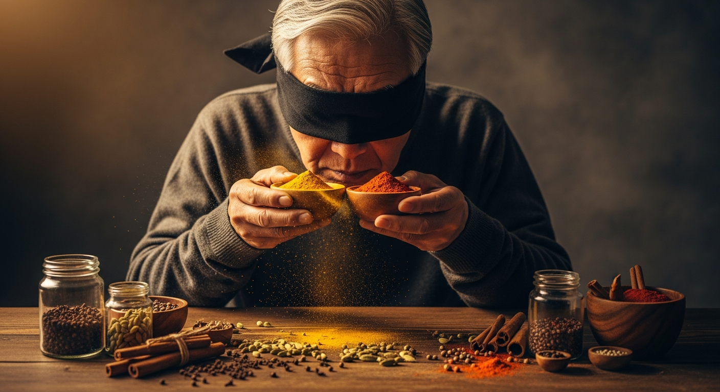 目隠しでカレースパイス当てやってみた【老後破産爺の嗅覚勝負】